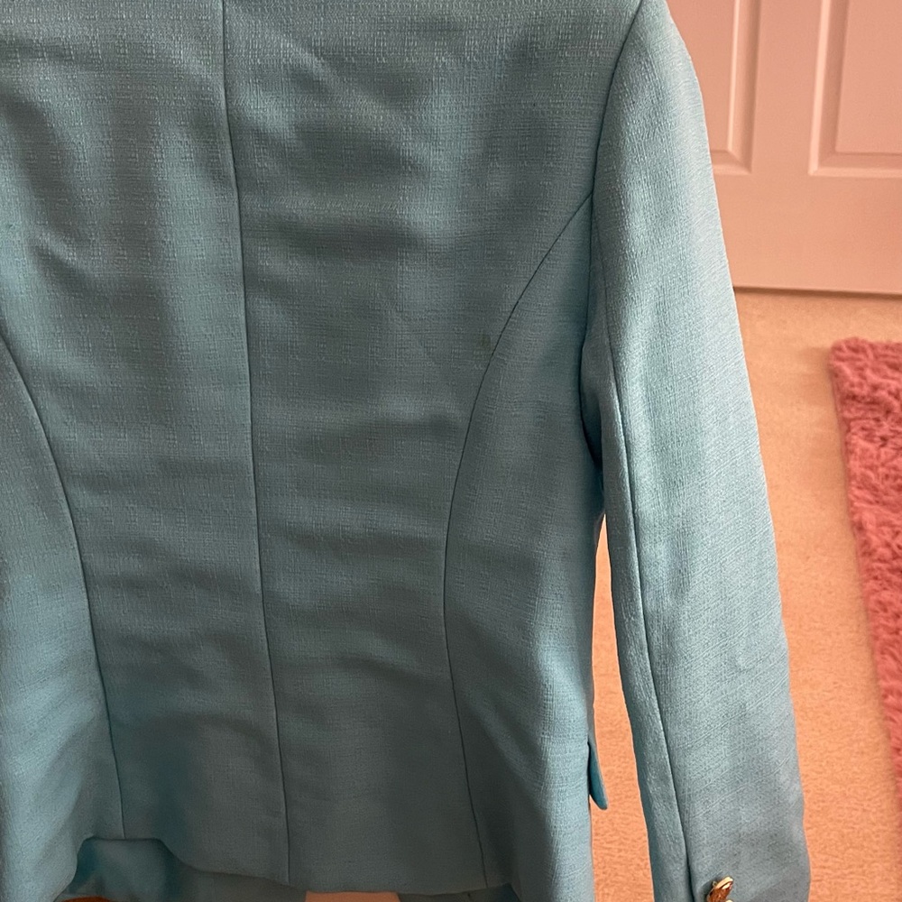 Elegant Blue Double-Breasted Women's Blazer - Picture 4 of 4